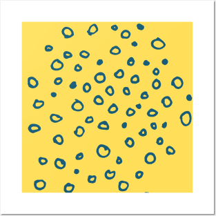 Abstract yellow and blue bubble pattern Posters and Art